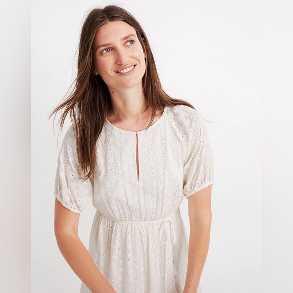 NWT Madewell Cream Eyelet Tassel-Tie Mini Dress - Picture 4 of 7
